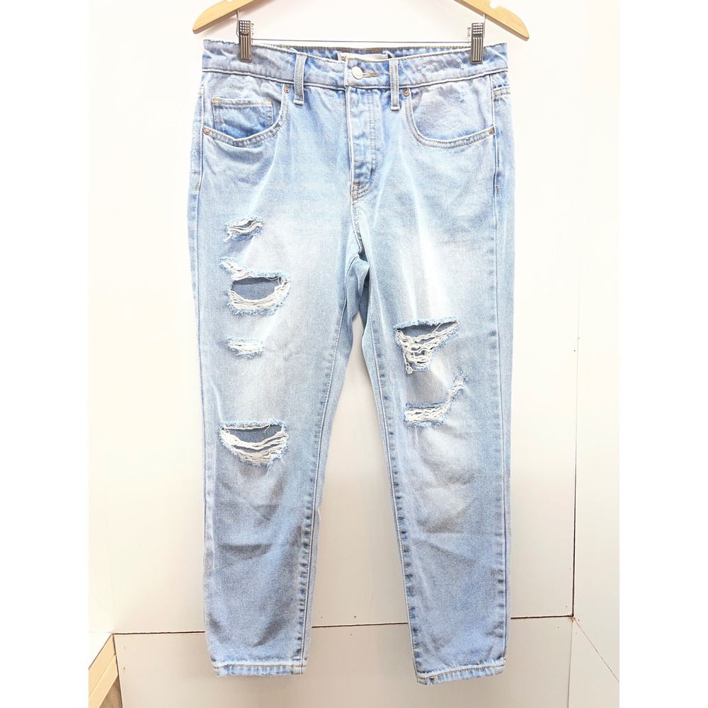 RSQ Soho Boyfriend Distressed Light Wash Jeans Size 5/27 Ripped Denim P0662010